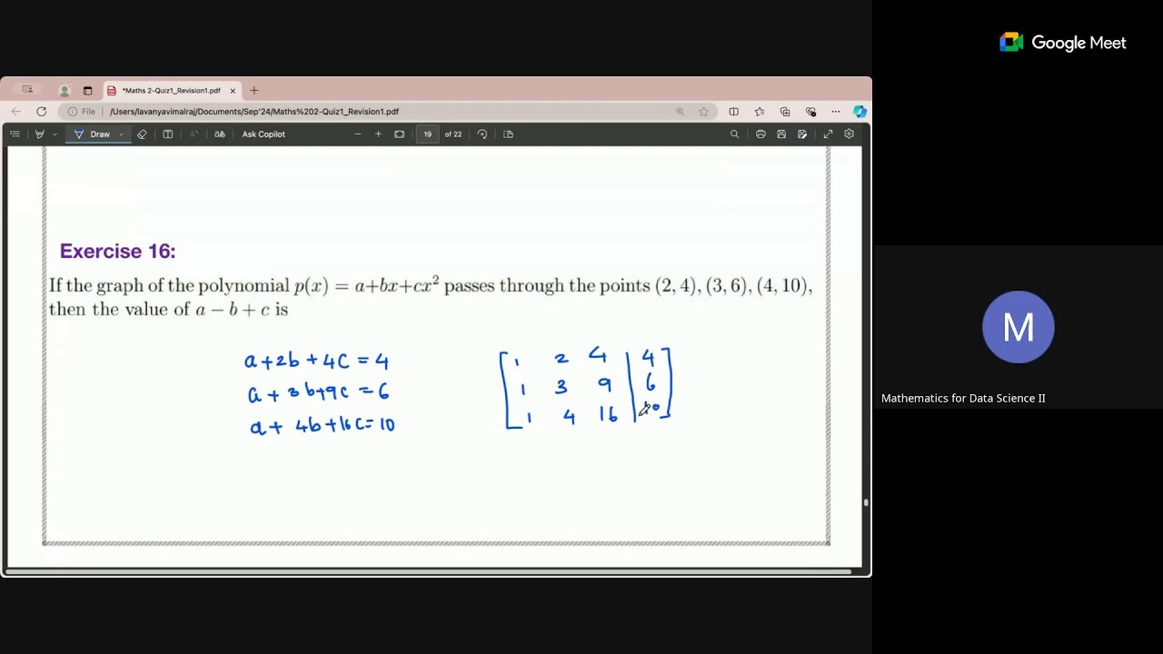Maths 2 | Quiz 1 - Revision 1