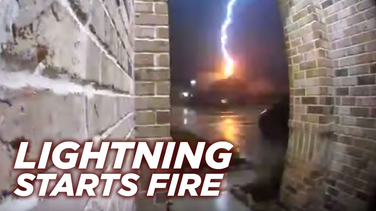 Lightning Hits House, Starts House Fire | Ring Camera Video