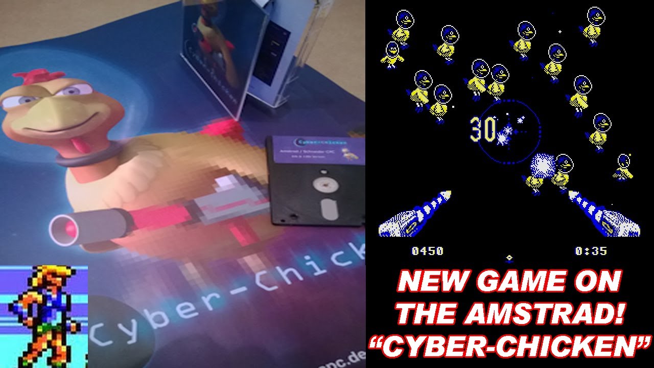 [AMSTRAD CPC] Cyber-Chicken - NEW GAME! - Review (played on a real Amstrad!) & Unboxing