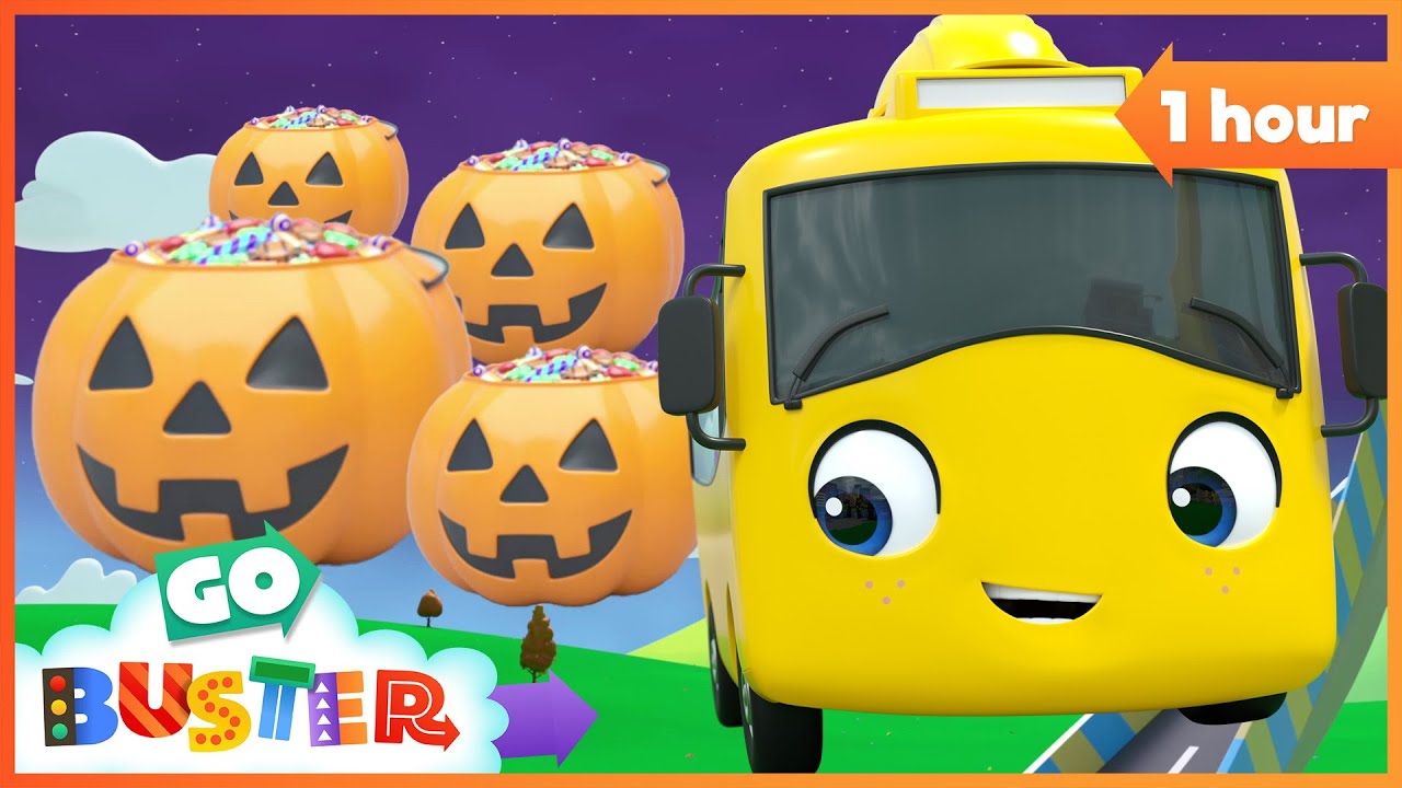 Wobbly Tooth on Halloween 🎃🍬 Too Much Candy! | 1 Hour of Go Buster - Bus Cartoons & Kids Stories