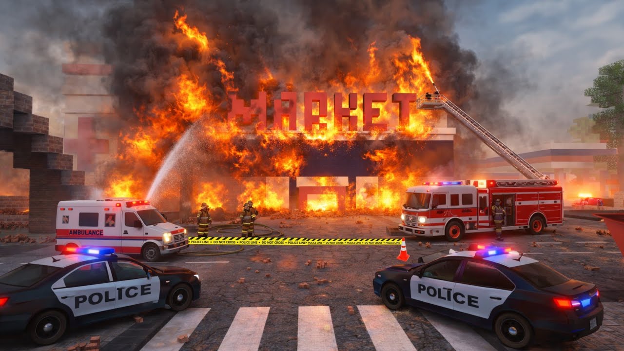 Massive fire caught in party craft super market causing serious problem in town 😱