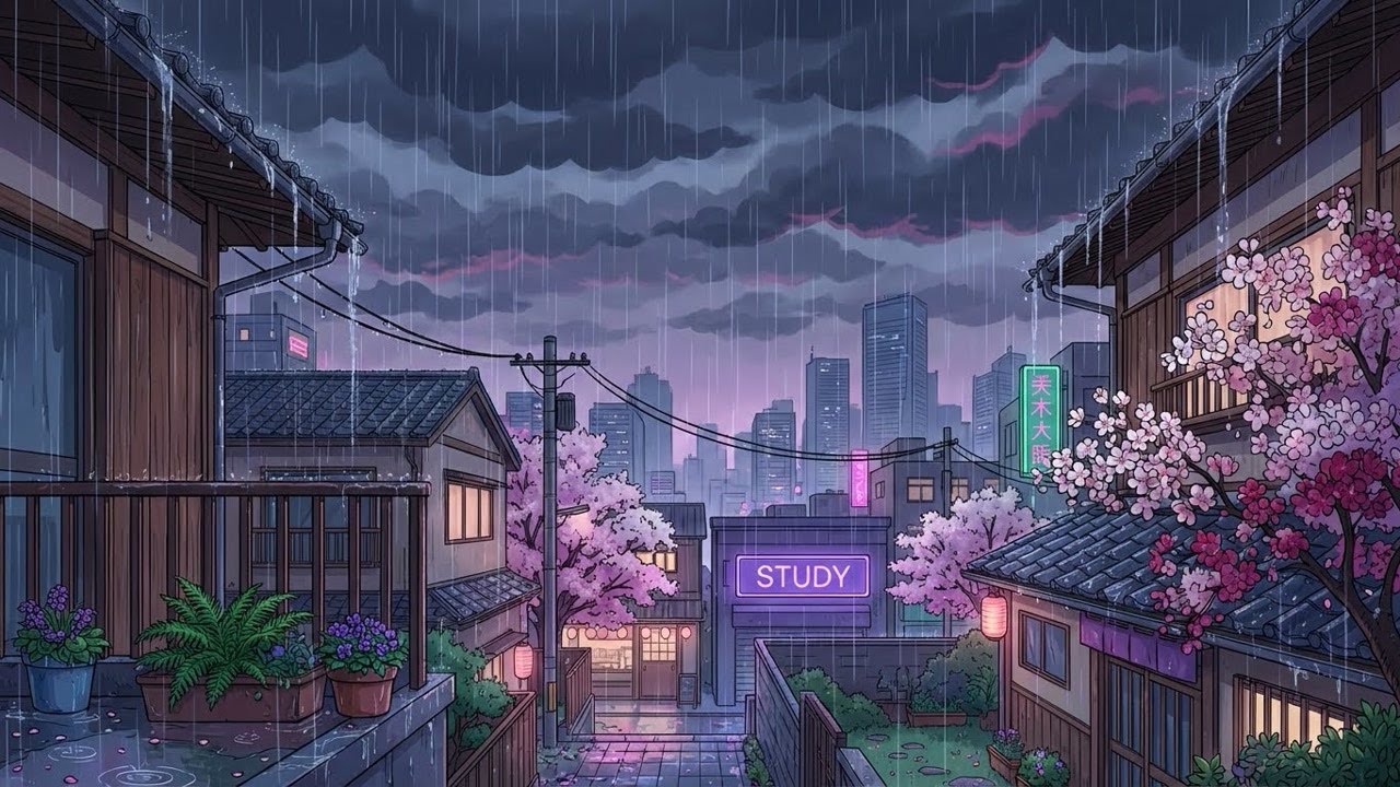 Late Night Focus Ritual ☕🌧️ Cozy Spring Study Lofi in a Rainy City