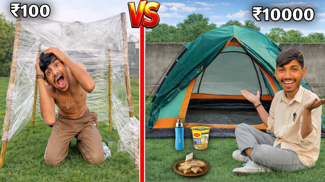 Low to high budget tent, house overnight, survival challenge