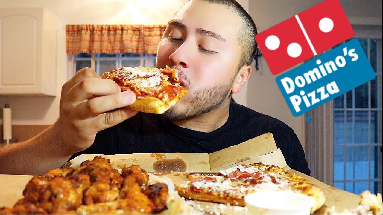 HUGE DOMINOS PIZZA MUKBANG