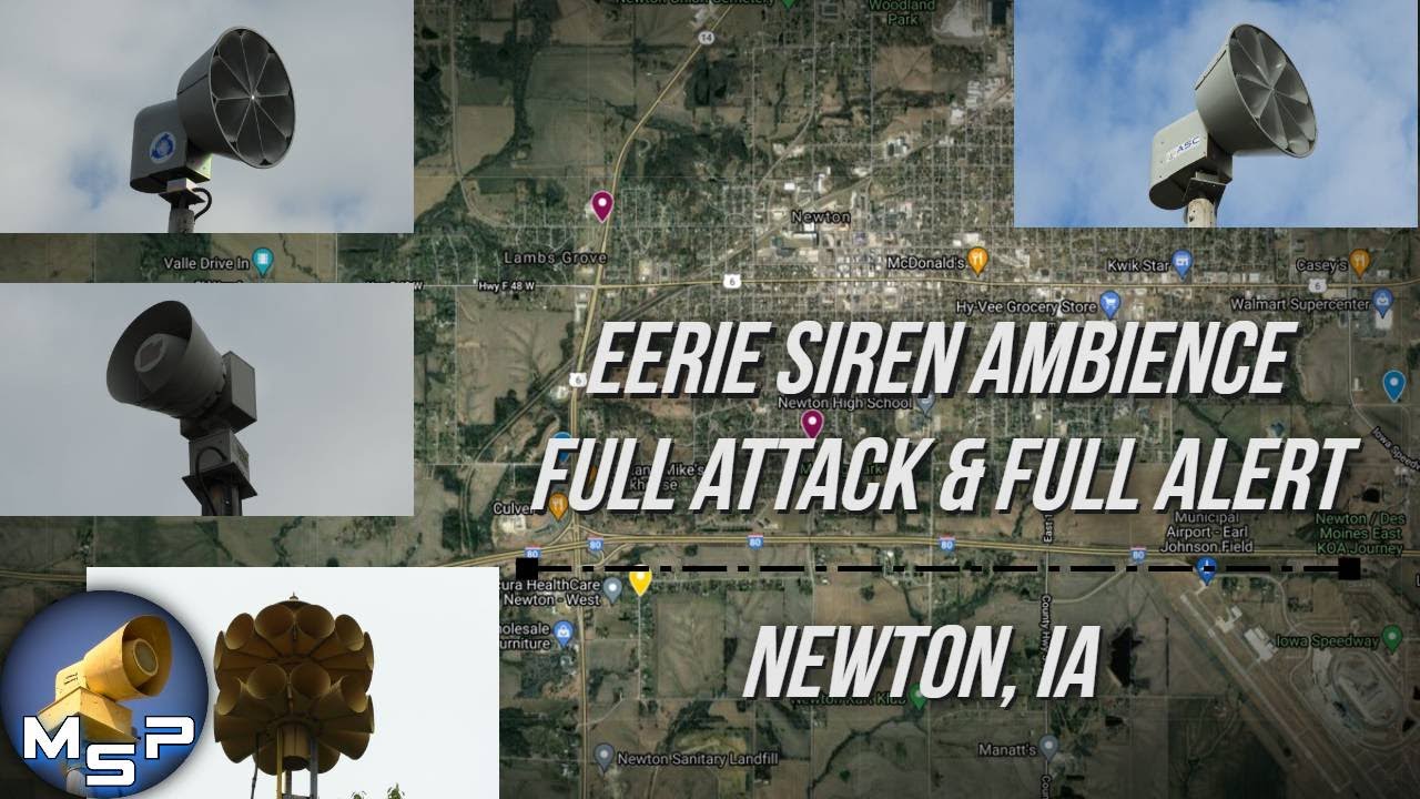 Eerie Tornado Siren Ambience | Full Attack & Full Alert | Newton, IA