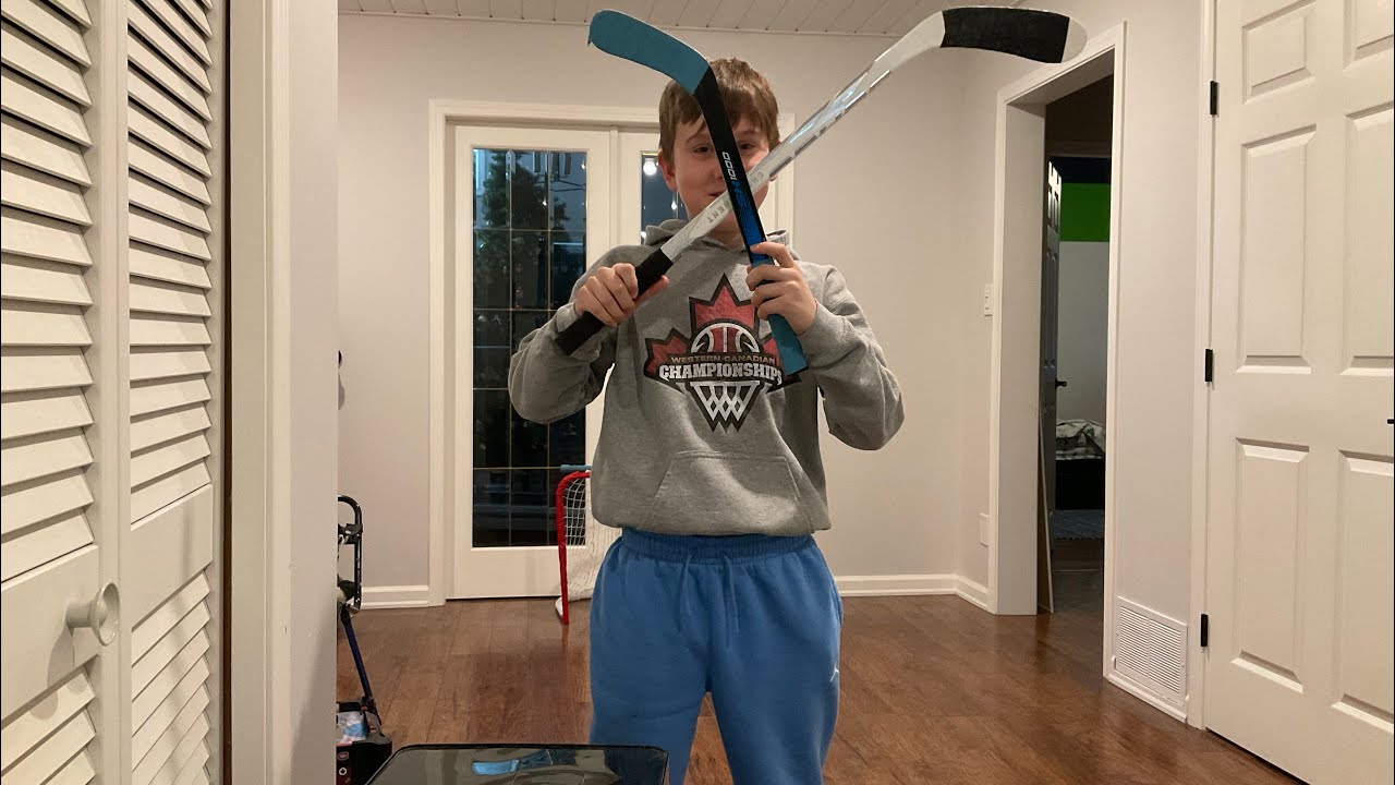 Playing mini hockey
