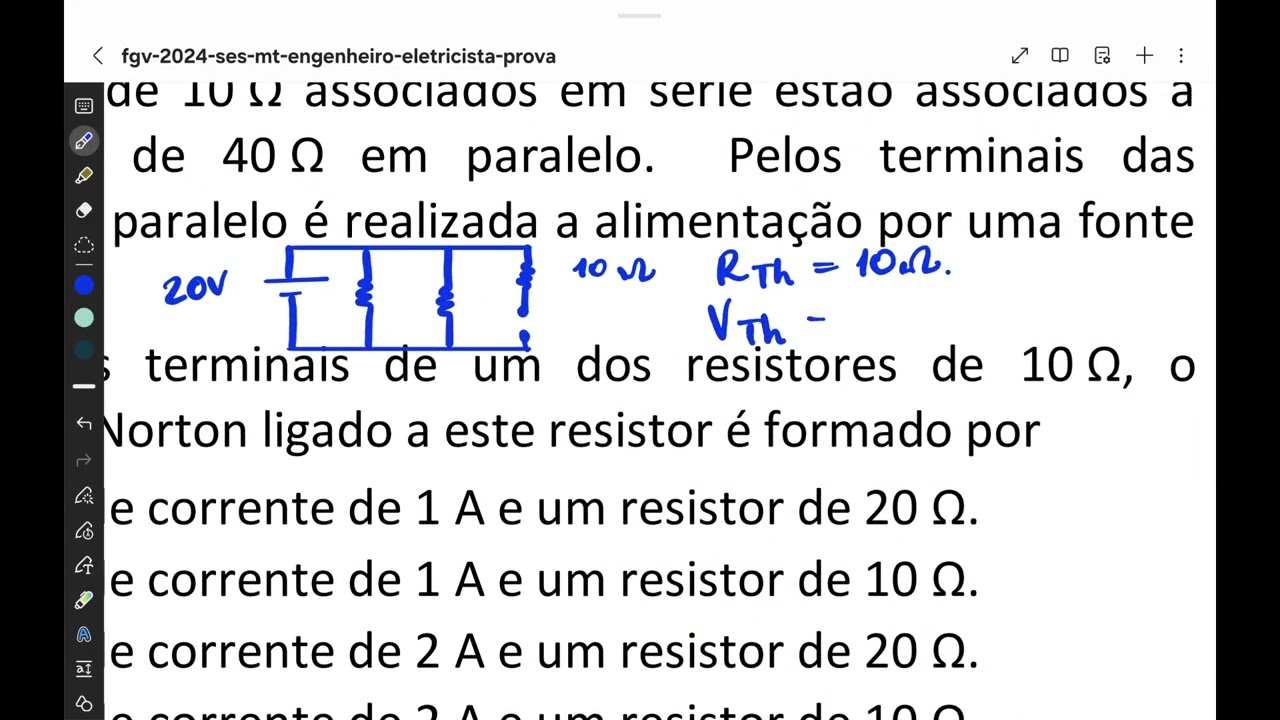 SES-MT 2024 (FGV) Q49 CIRCUITOS ELÉTRICOS PARA CONCURSOS PÚBLICOS