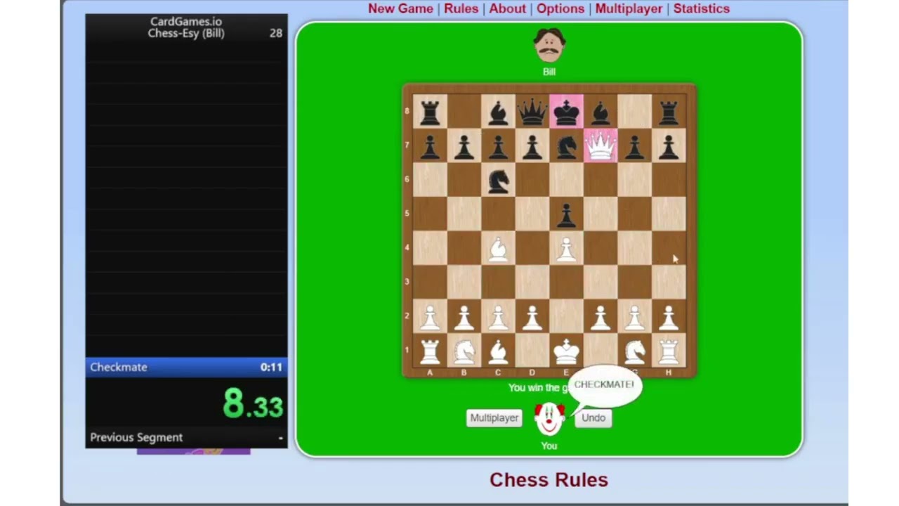 Chess Easy Bill CardGames io  Speedrun in 9.36s