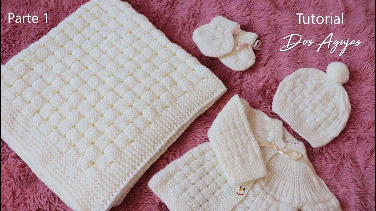 “¡Por fin terminé el ajuar! 🍼🧶 Mantita de bebé a dos agujas paso a paso” Parte 1 de 2
