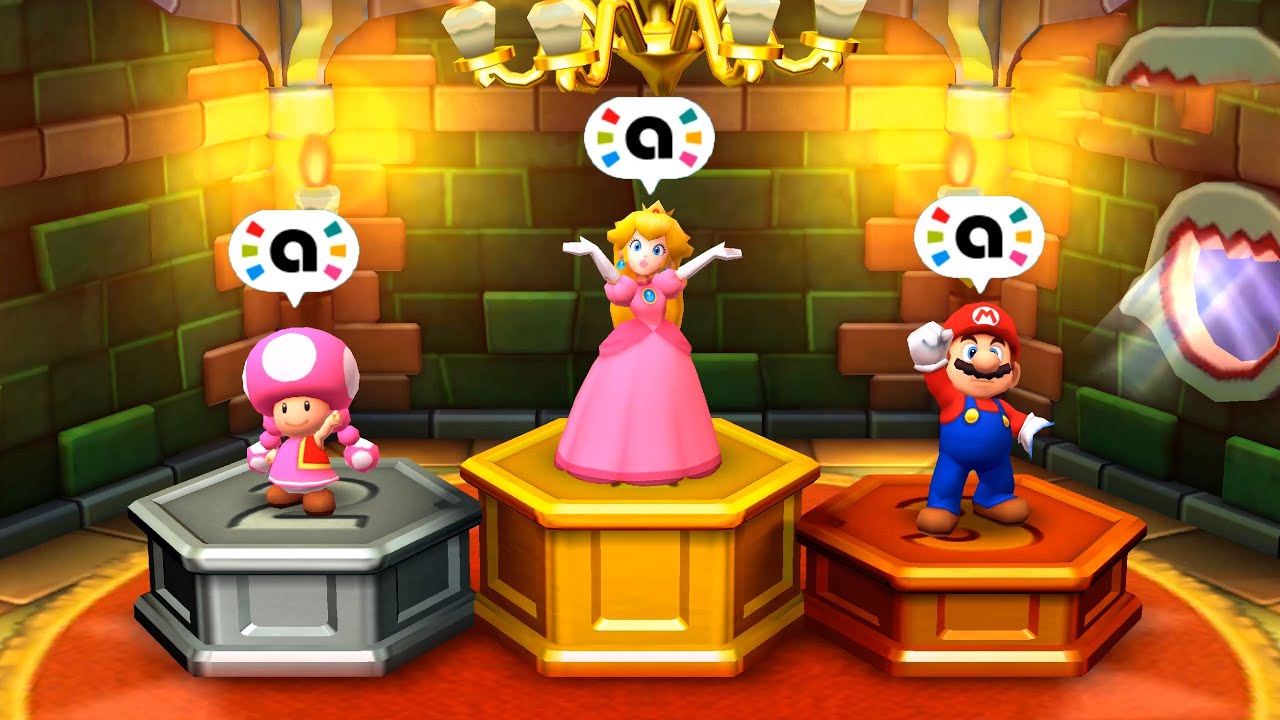 Mario Party Star Rush All Free For All Minigames Mario Vs Luigi Vs Peach Vs Toadette