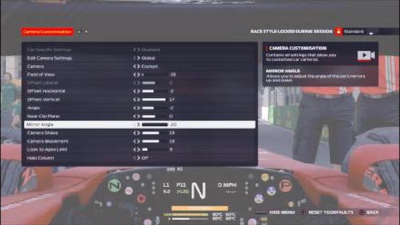F1 2021 cockpit view setup