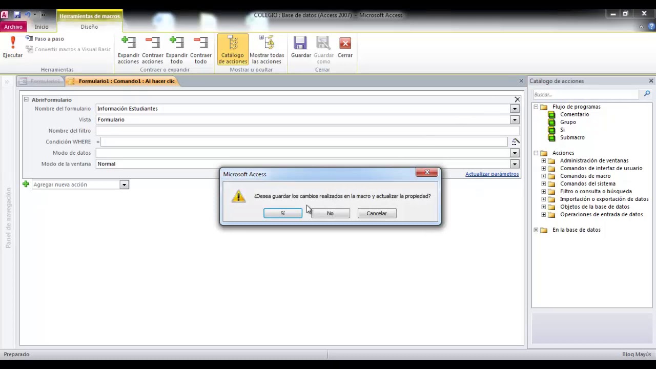Microsoft Access  Formulario Menú