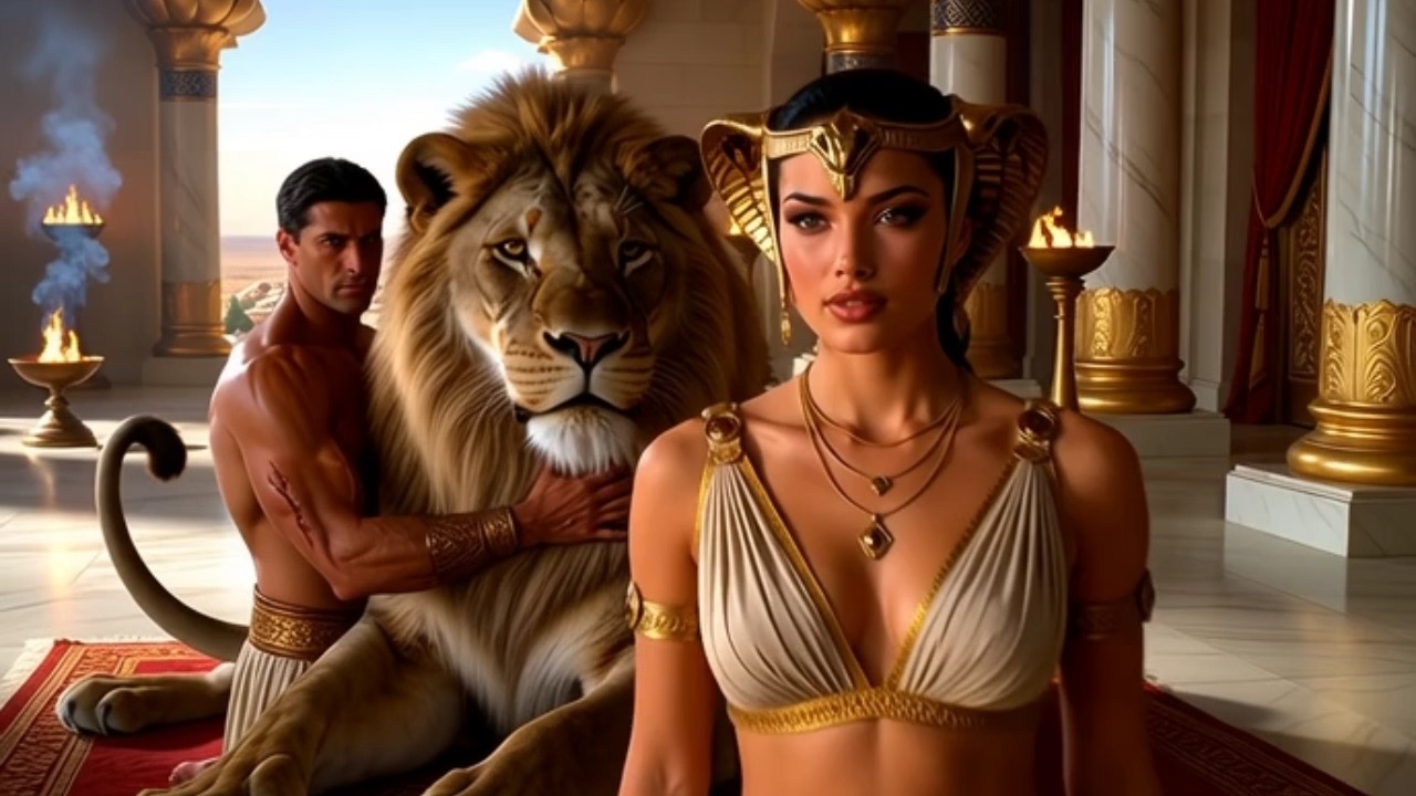 Cleopatra’s Tames & Commands Beast without fear #ancientmythology #egyptianmythology #cleopatra #usa