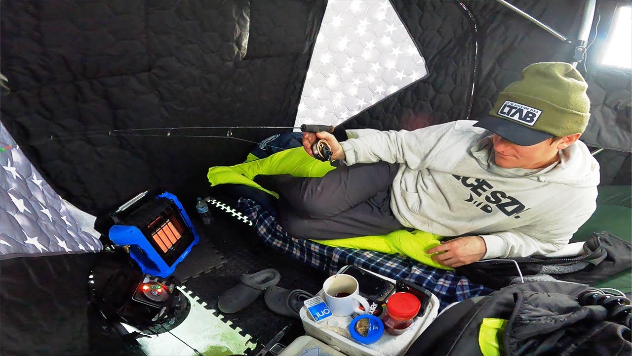 Solo Ice Camping in NEW Mini Thermal Shanty! (SUB-ZERO Catch & Cook)
