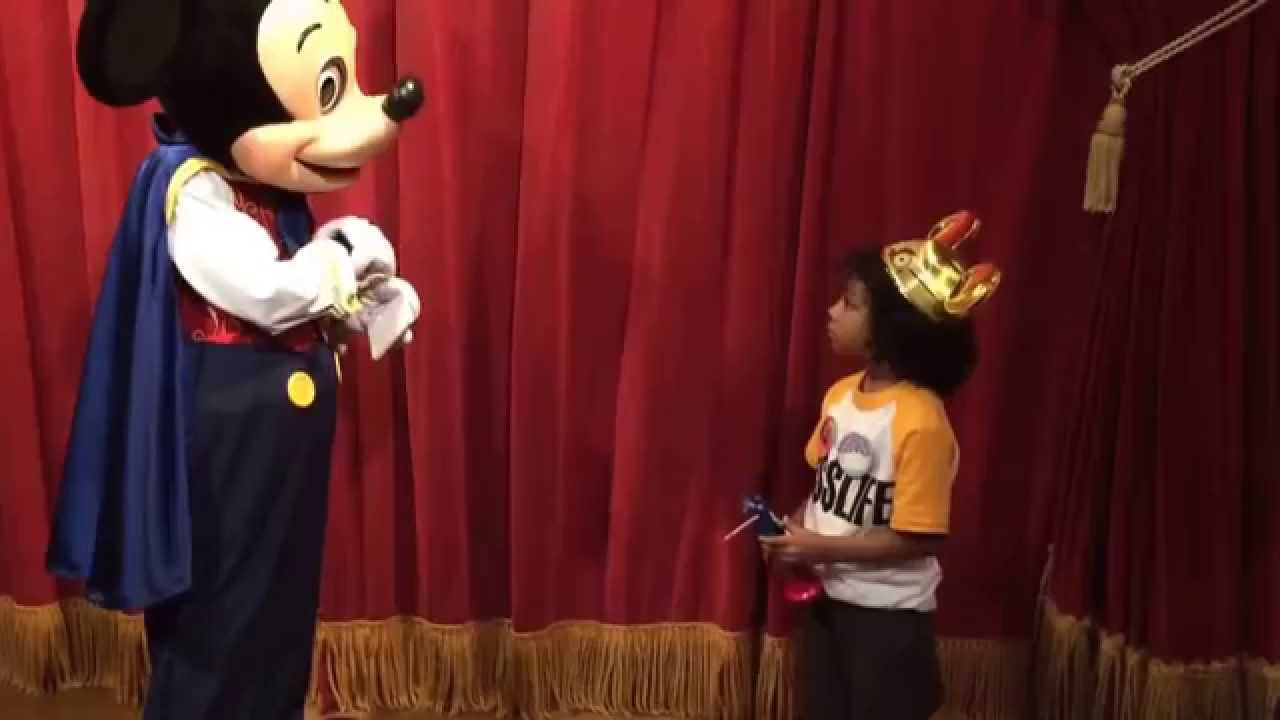Anthony meeting talking Mickey Mouse for his 5th Birthday 1/20/15