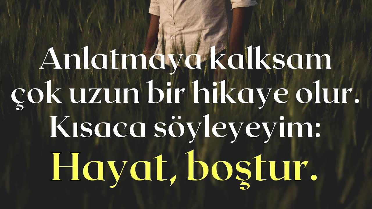 Anlatmaya kalksam çok uzun bir hikaye olur. Kısaca söyleyeyim: Hayat, boştur.