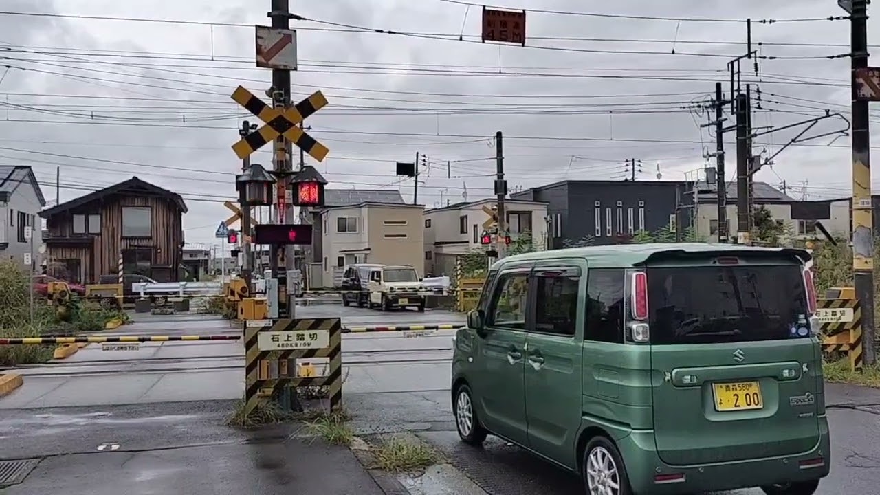 奥羽本線踏切49.5　石上踏切　その2　Railroad Crossing in Japan　#鉄道 #踏切 #train