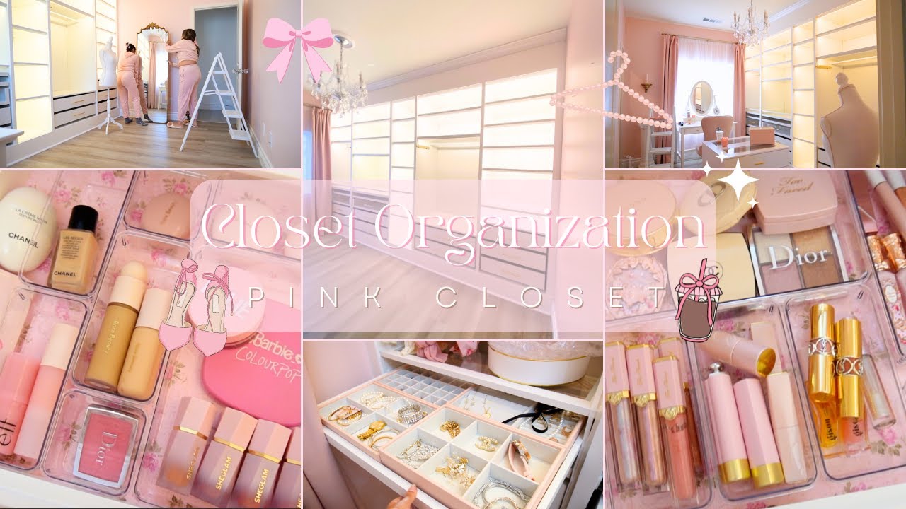 ORGANIZING @dianaaraceli CLOSET 🎀 Closet Ideas, walk in closet organization, pink