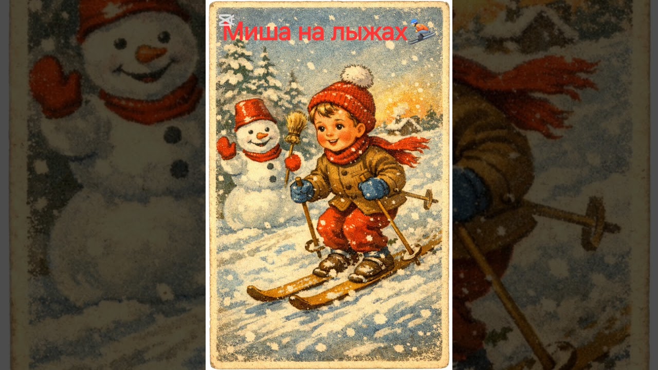 Миша на лыжах⛷️☃️❄️