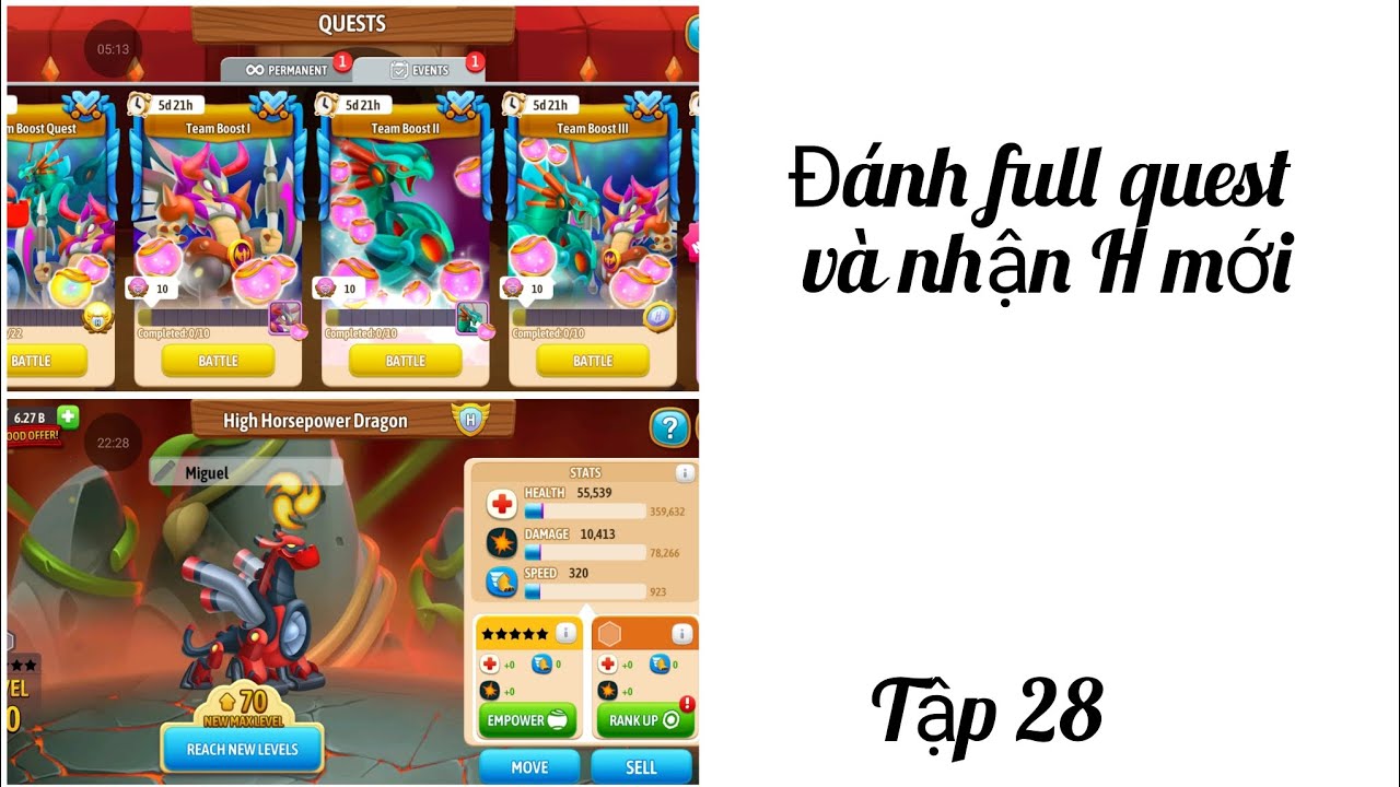 Dragon city tập 28: đánh full quest và nhận H mới High Horsepower 