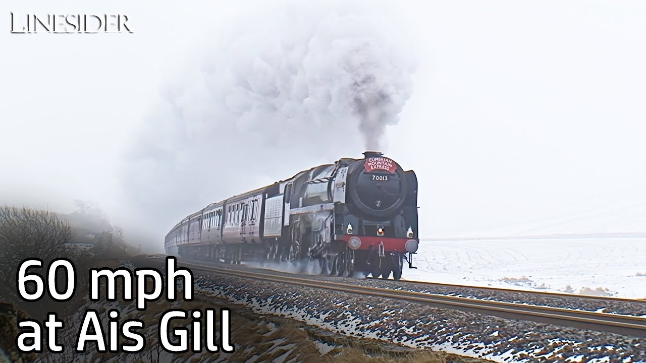 'Oliver Cromwell' Emerges From Fog at Ais Gill, Doing 60 mph