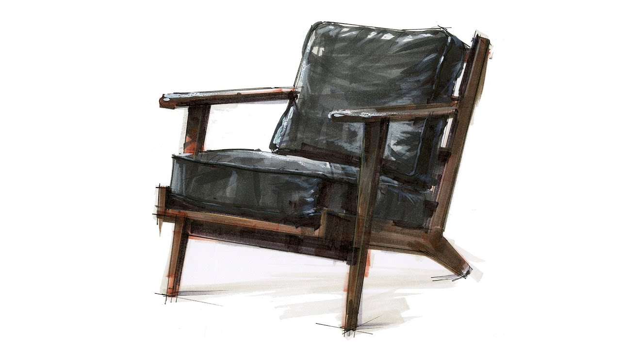 Hand Rendering, Mid-Century Modern Brooks Chair (Full) 230111