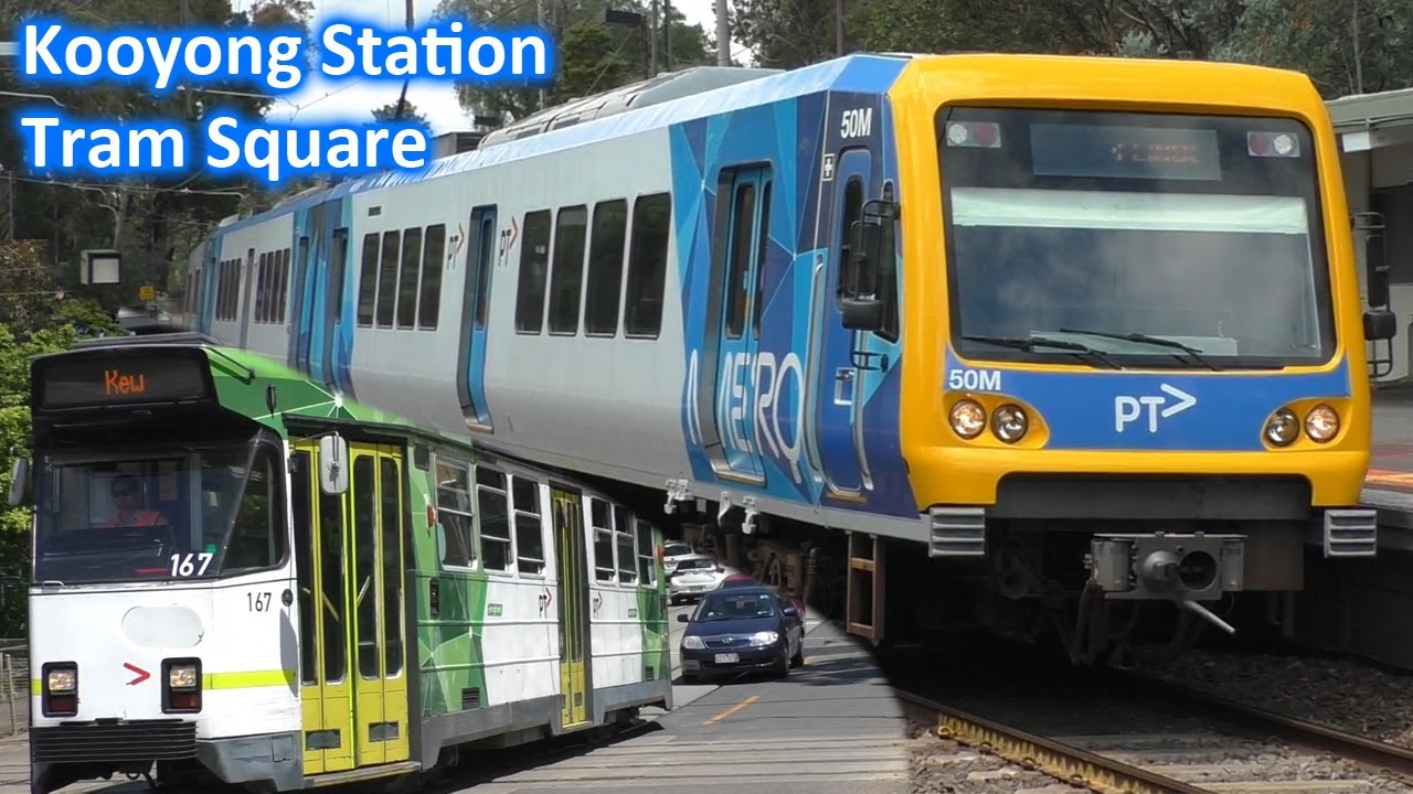 Trains & Trams at Kooyong Station & Tram Square - Melbourne Transport