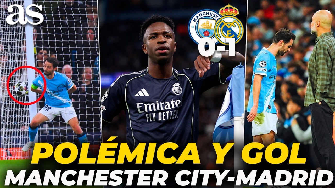La POL&Eacute;MICA del CITY - REAL MADRID: Mano y ROJA para BERNARDO SILVA y gol de VINICIUS DE PENALTI