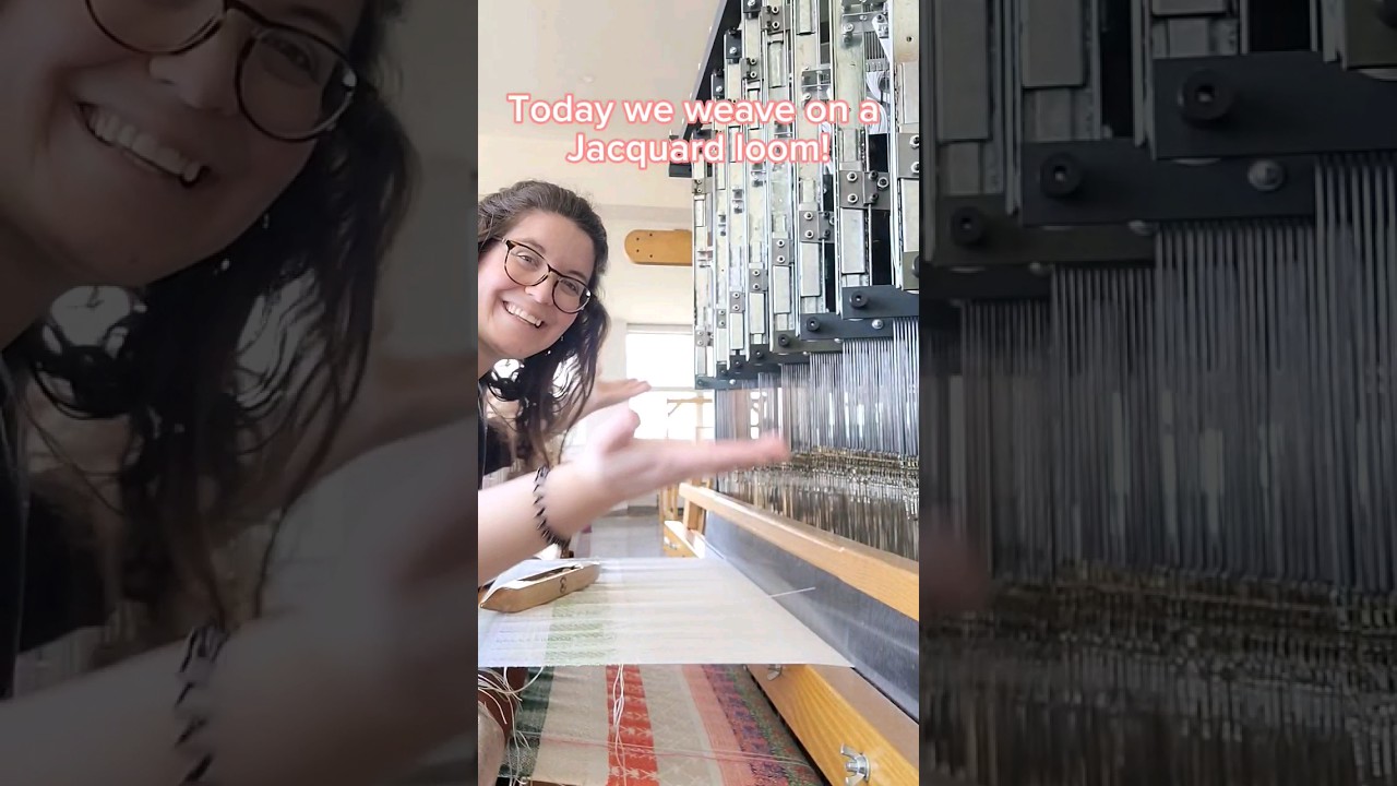 Weaving on a Jacquard Loom at school 🤩 #weaving #loom