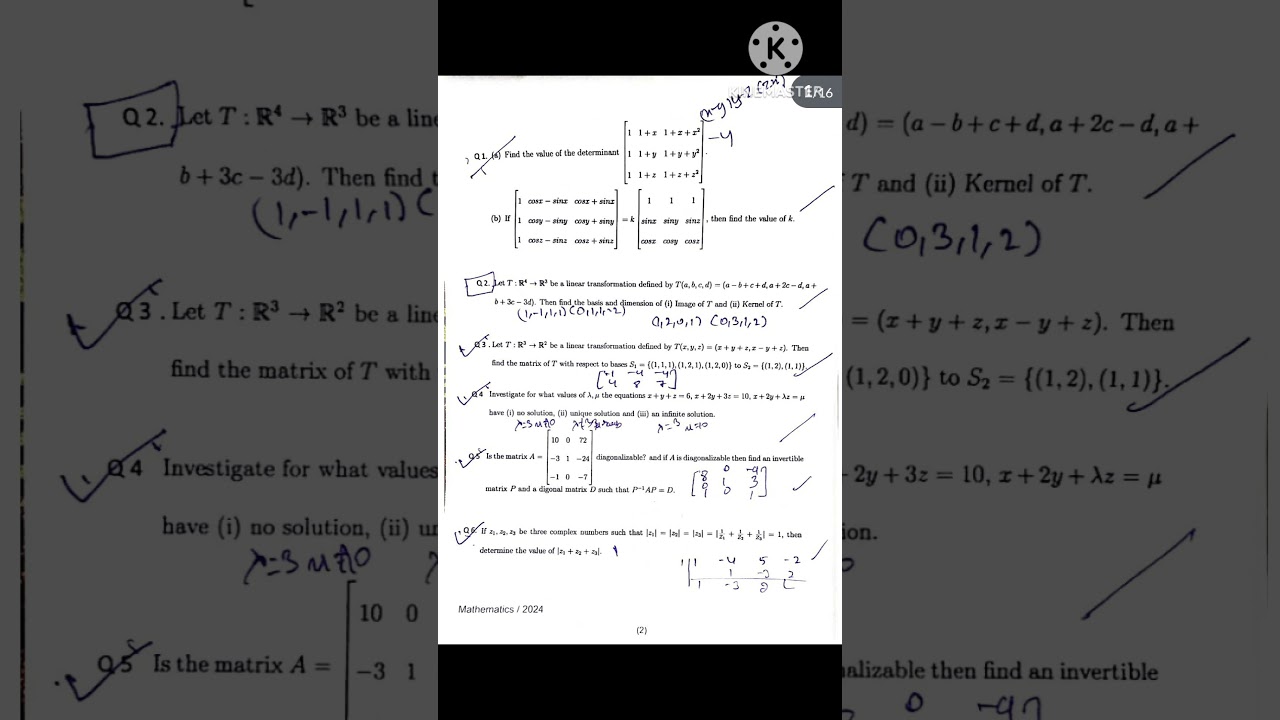 HPSC PGT MATHEMATICS SUBJECTIVE PAPER 23.09.2024