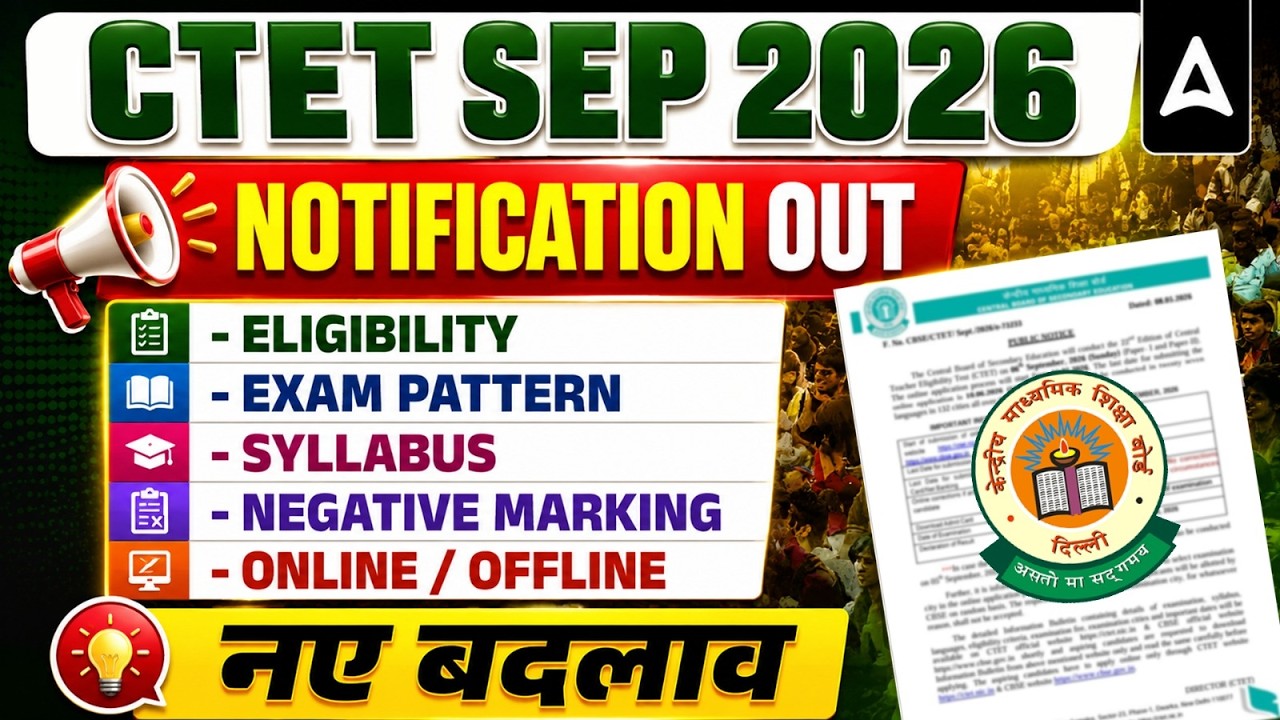 CTET 2026 Notification | CTET 2026 Eligibility Exam Pattern, Syllabus, Negative Marking & Age Limit