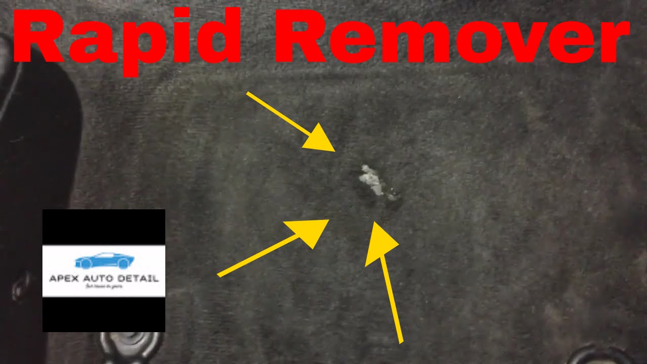 Removing Paint, Gum, Tar, Adhesive From An Automobile Carpet With Rapid Remover