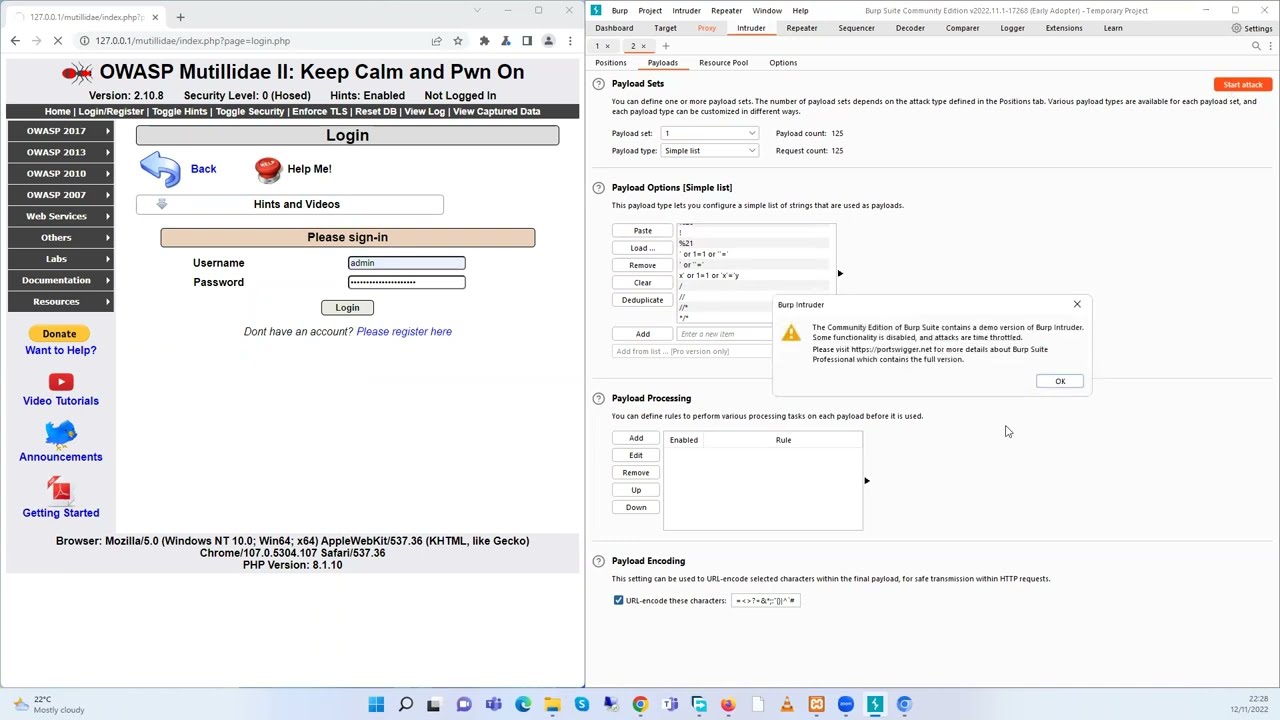 Group 1 (SQL Injection to Bypass Authentication using  Burp Suite)