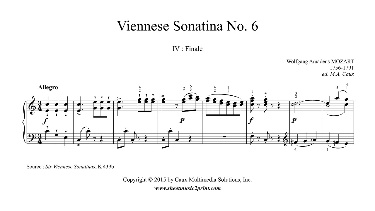 Mozart : Viennese Sonatina No. 6 (IV : Finale)