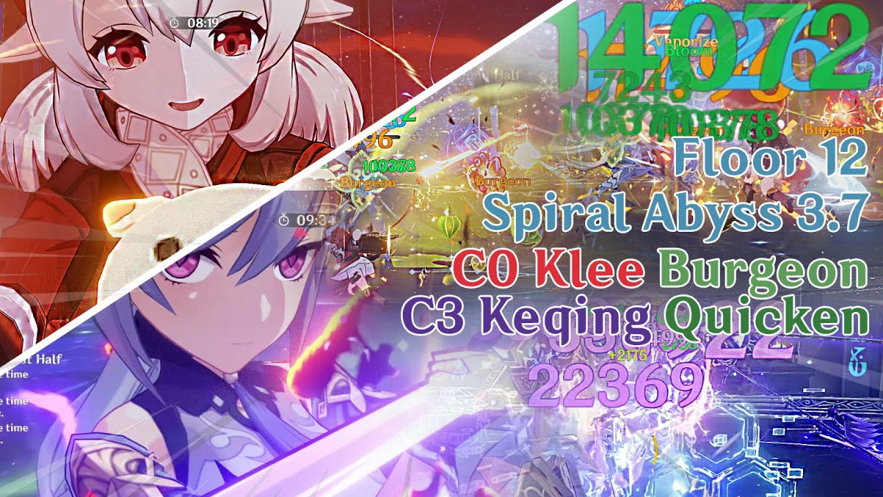BURGEON BURGEON BAKUDAN | Fullstar Spiral Abyss 3.7 Floor 12 With  Klee Burgeon and Keqing Quicken