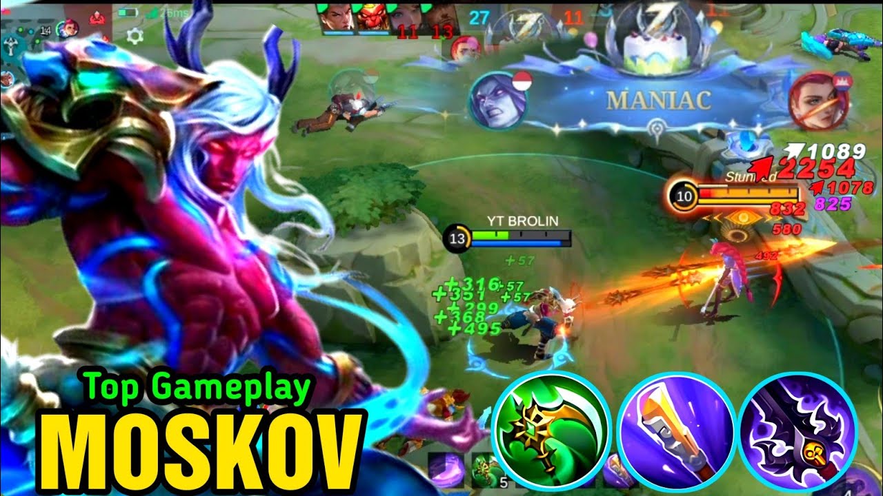 MANIAC !! Moskov Top Gameplay & Top Build ~ Mobile Legends √