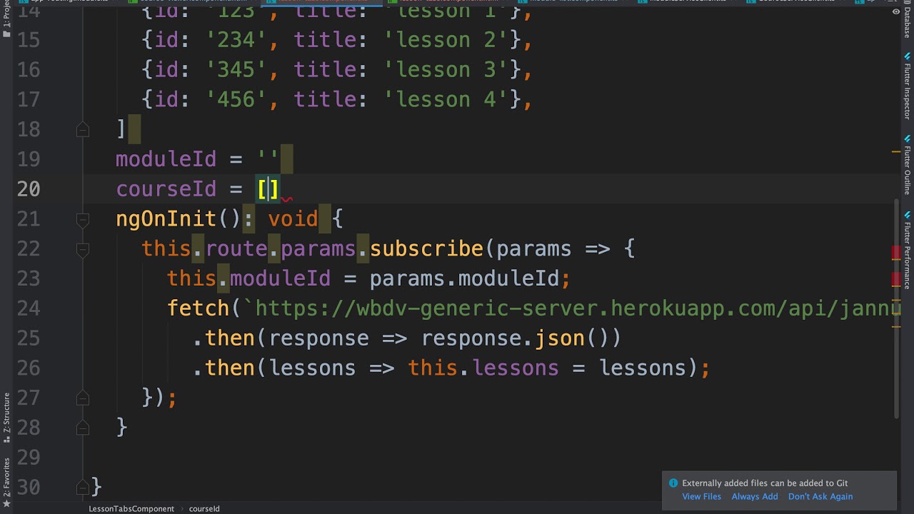Creating dynamic URLs in Angular cs5610o sp20 10306
