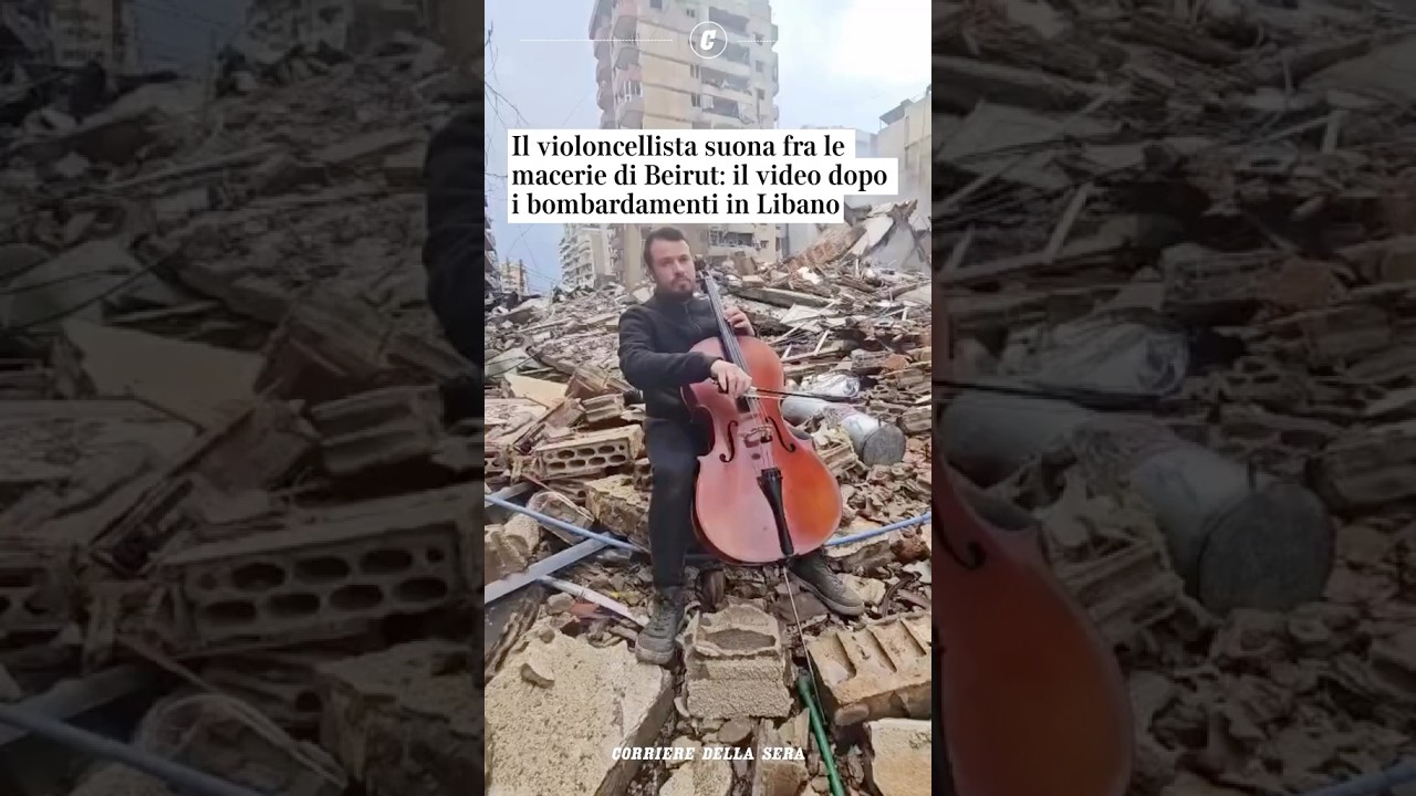 Il violoncellista suona tra le macerie di Beirut: il video dopo i bombardamenti in Libano #shorts