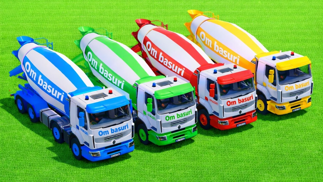 Garage with Colors - ALL MIXER TRUCK WITH DOUBLE FLATBED TRAILER  MAN,TRUCK, KENWORTH, IVECO - FS22.