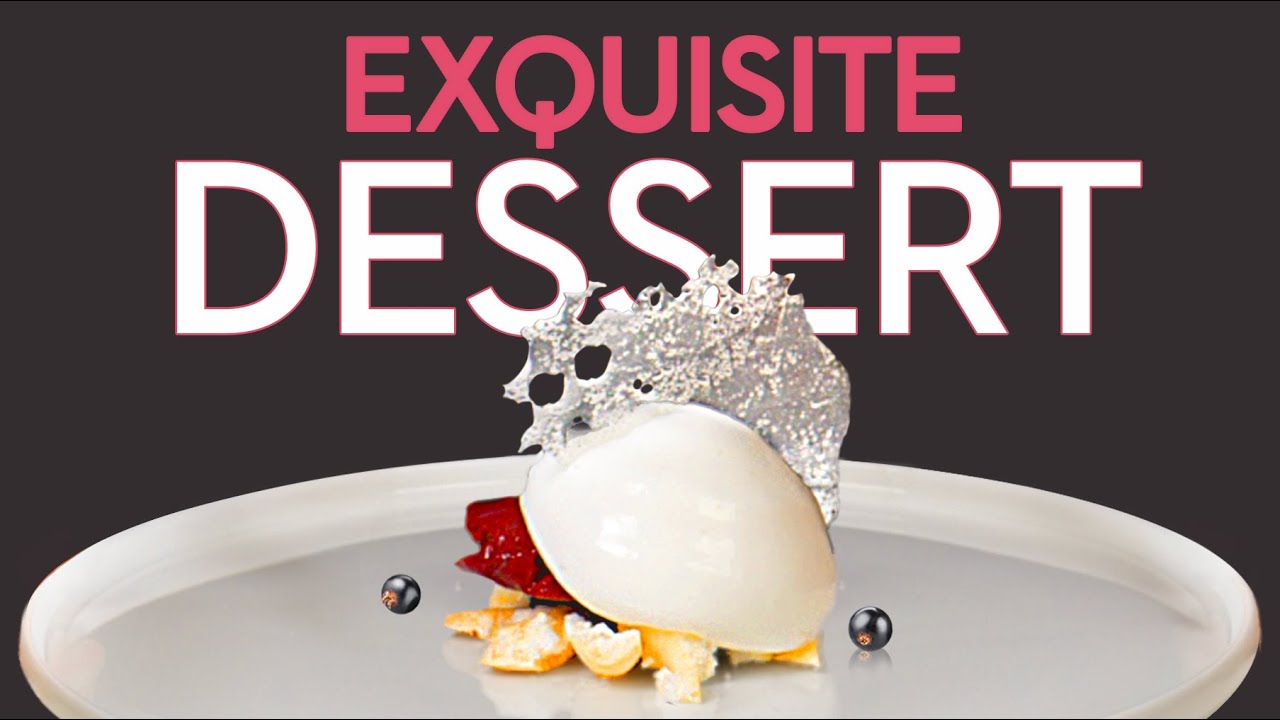 Trying to Make a Delicious Dessert  | Currant sorbet with champagne foam and lemon gel.