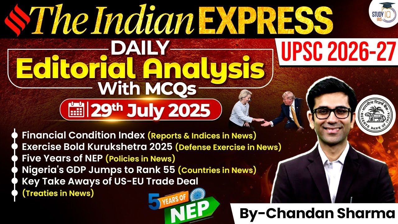 Indian Express Analysis | 29th July 2025 | The Indian Express Newspaper Analysis #news