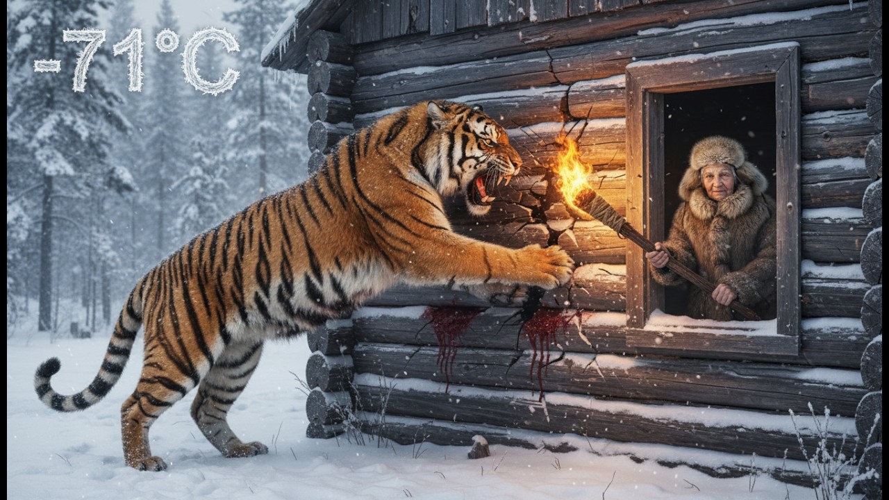 At -71°C, A Tiger Attacked the Cabin of an Elderly Woman Living Alone in the Frozen Forest