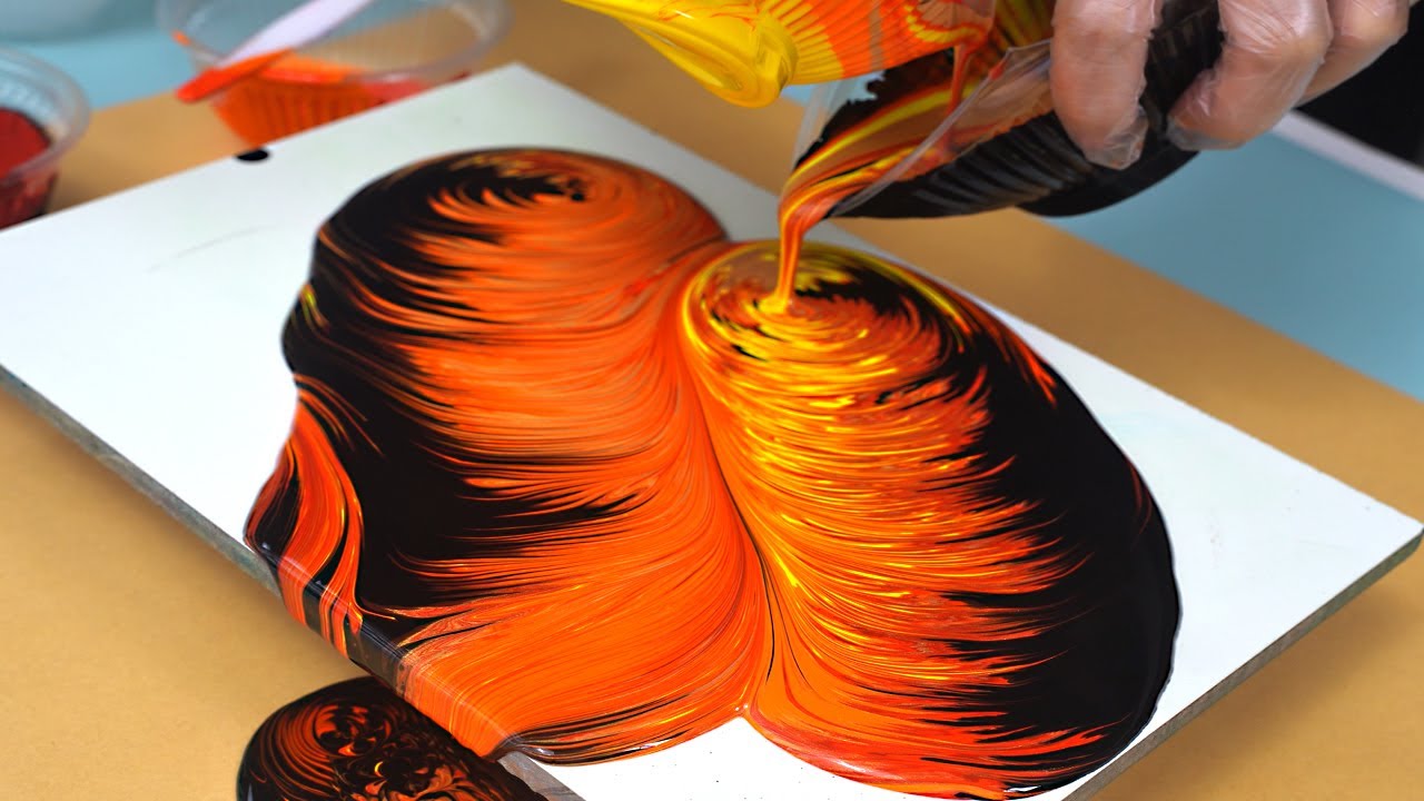 How to Create a “Fiery Feather” Fluid Art Painting Step-by-Step Tutorial