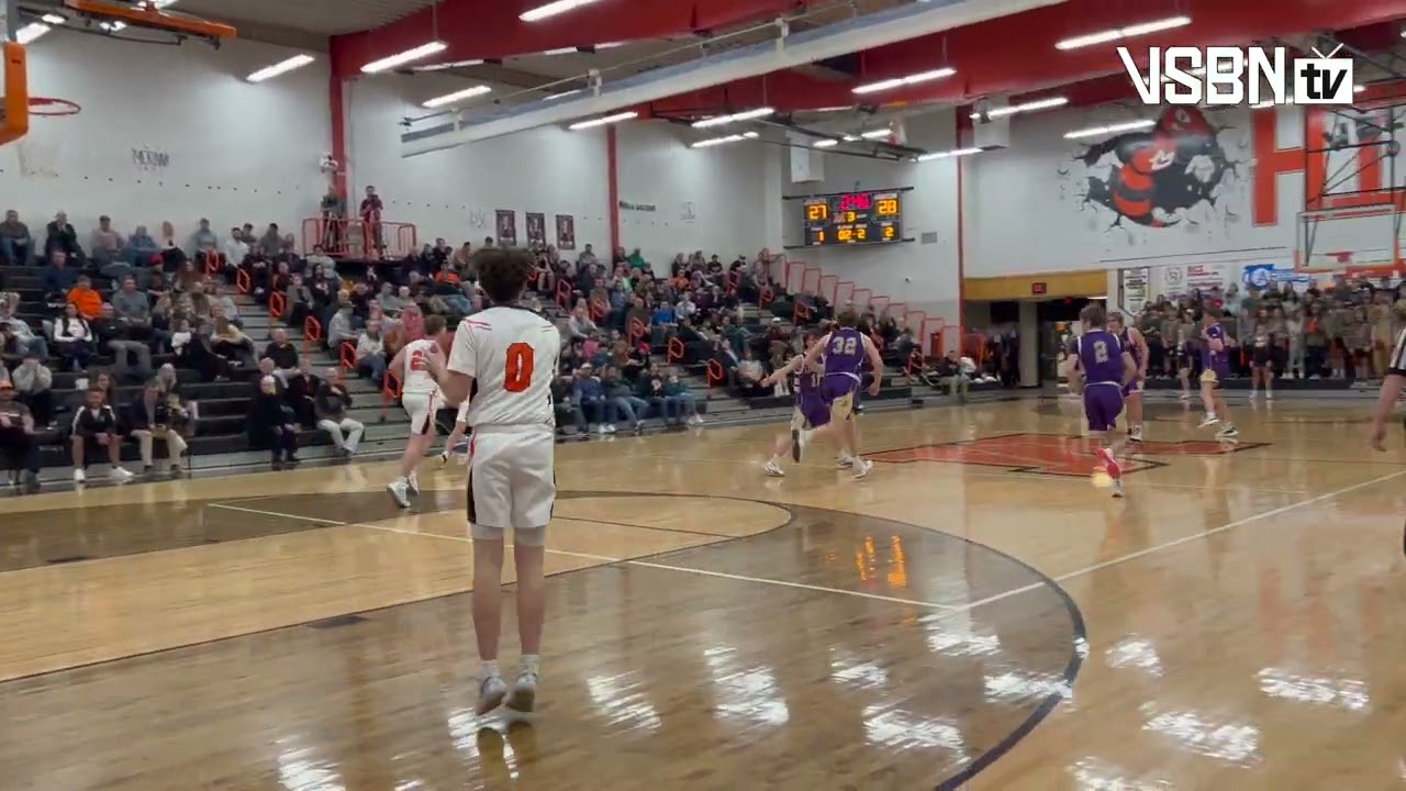 Lexington's Baden Forup with a two handed slam at Mount Vernon