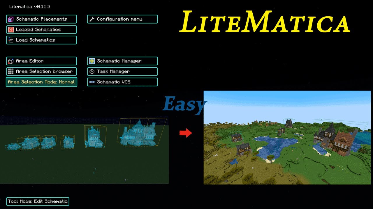 Minecraft Litematica working with multi-selection schematics