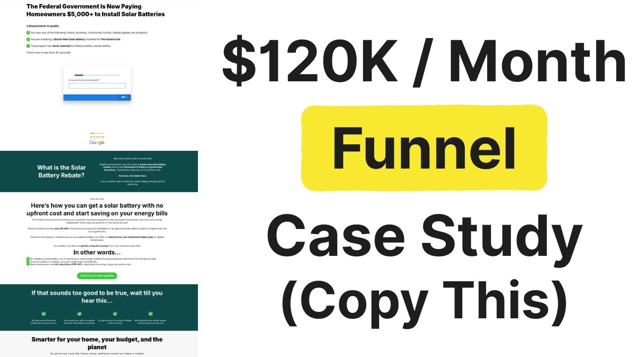 How I Built a $120K/Month Solar Battery Funnel for a Client (Full Breakdown)