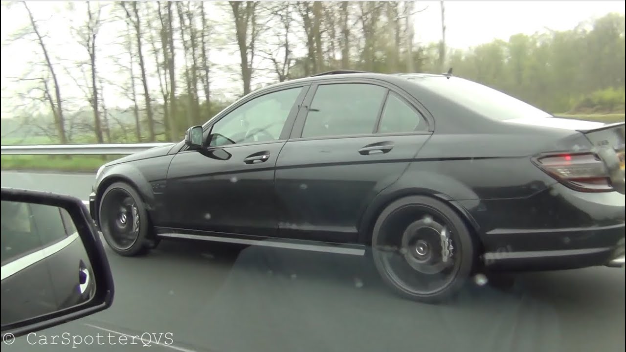 2x C63 AMG w/ iPE exhaust + E63 AMG RACING on the highway!