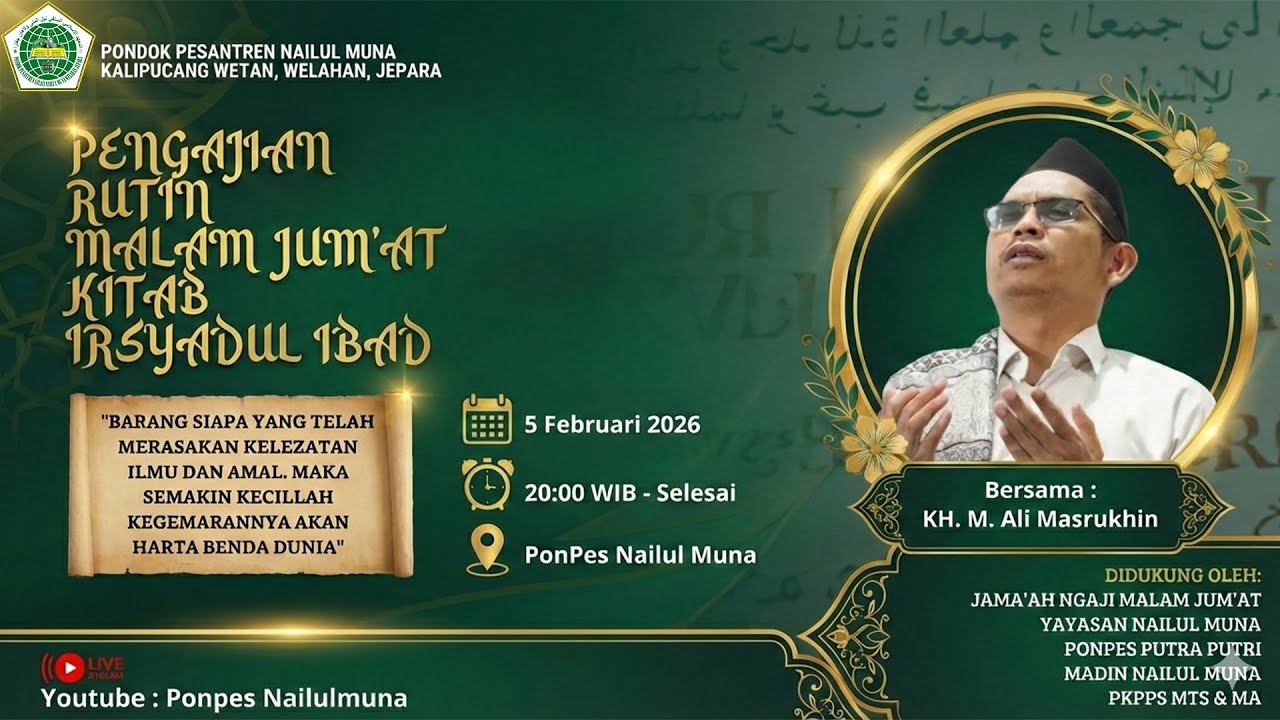 🛑 LIVE STREAMING BULAN RAMAADHAN  NGAJI MALAM JUMAT IRSYADUL IBAD PONPES NAILULMUNA JEPARA