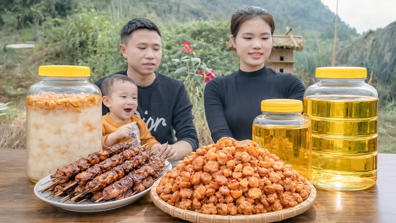 Traditional Ancient Cooking Recipe - Process of Rendering Pork Fat into Cooking Oil | Trieu Thi Thuy