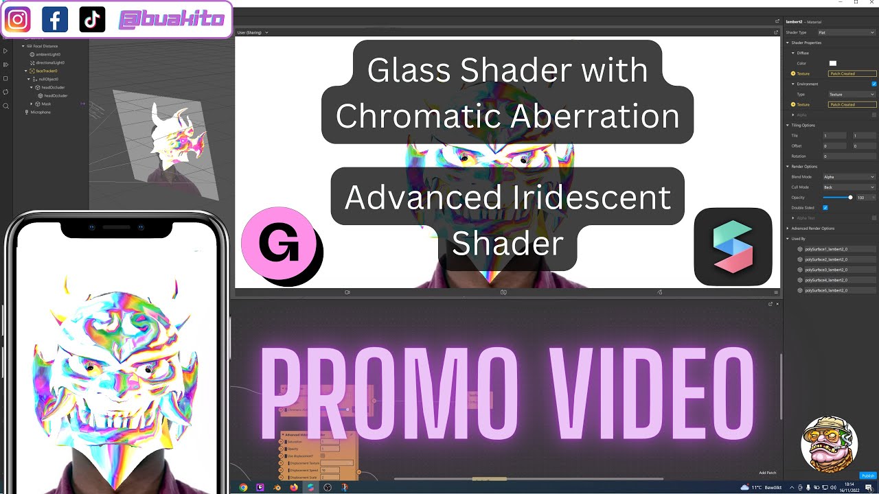 Glass Shader with Chromatic Aberration & Advanced Iridescent Shader - Spark AR